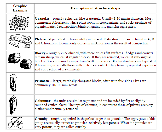 <strong><em>Table 3.2 Types of soil structure </em></strong>